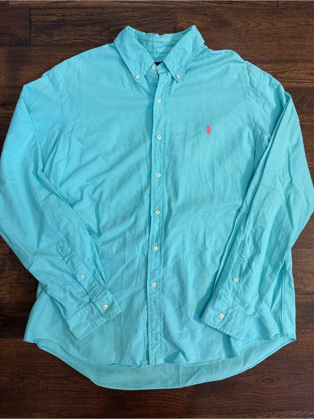 Polo Ralph Lauren turquoise cotton long-sleeve button-down shirt XL